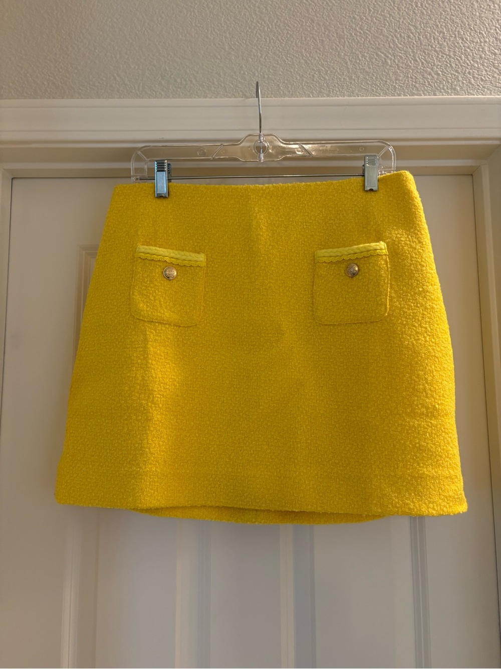 NWT J. Crew Wool-blend Bouclé Mini Skirt with Front Pockets & Gold Buttons, 10